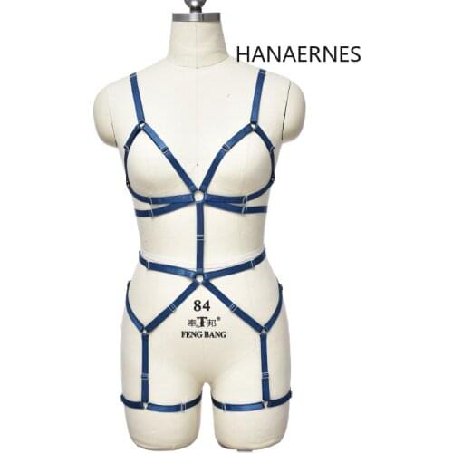 Sexy Lingerie Gothic Halter Body HarnessCaged Bra CropTop Strappy Female Gothic Punk Harness Bra Adjustable Garter Underwear Set