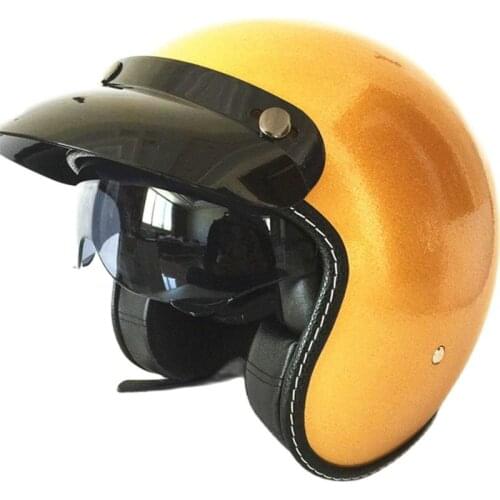 Hot sale WANLI brand casque Gold capacete motorcycle helmet vintage helmet high quality 3/4 open face scooter helmets DOT XS