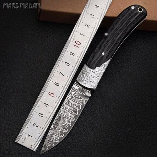 MARS MADAM Free shipping Damascus steel imports blacksmithing collection tool knife folding knife outdoor self-defense knife