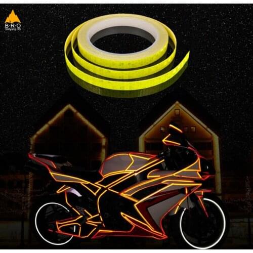 Colorful Bicycle Reflector Sticker Fluorescent MTB Bike Bicycle Sticker Cycling Wheel Rim Decal 8M Length Reflective Stickers