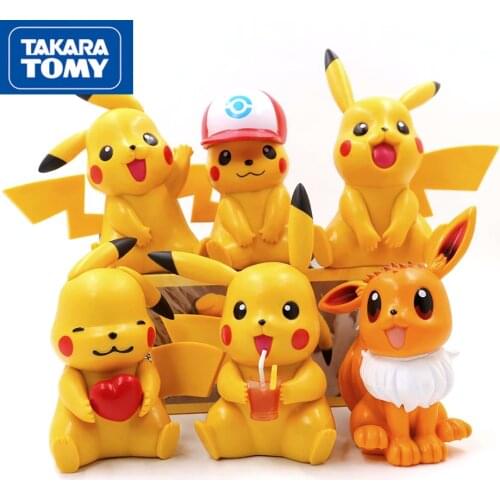 Takara Mony 18cm Cute Angry Pikachu PVC Action Figure Anime Cartoon Pokemon Figurine Collection Model Kids Toys Birthday Gifts