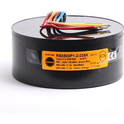 Talema sealed 500W toroidal transformer, dual 25V 35V 40V 500VA, secondary current 6.25A secondary rated voltage 2x40V Height 60