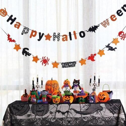 Halloween Triangle Pull Flag Skull Pumpkin Paper Pull Halloween Halloween Flower Decorations Pull For Home Flag Party P7G9