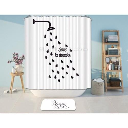 Creative Modern Simple Design Custom Shower Curtain Bathroom Waterproof Mildewproof Polyester Fabric With 12 Hooks
