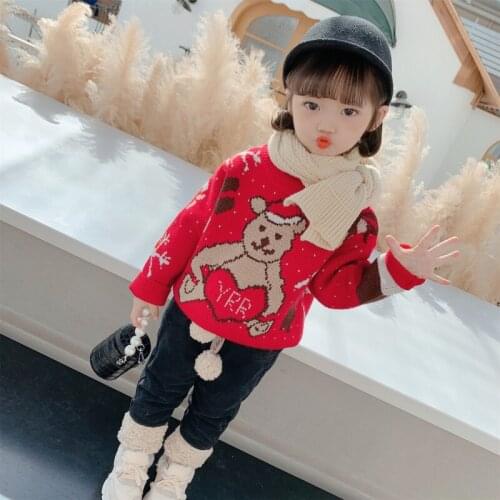 Bear Knitting Pullover Cotton Kids Spring Autumn Boys' / Girls' Sweater Tops Sports Bottoming Children Clothes Christmas High Qu