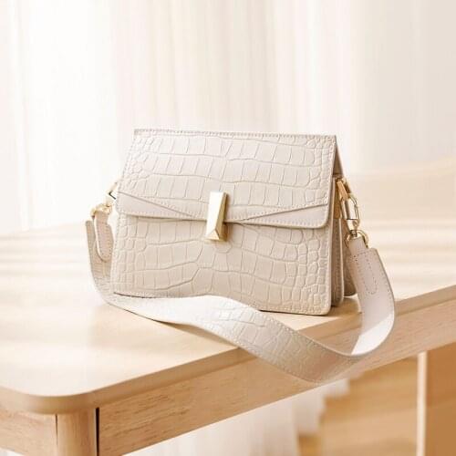 WOONAM Women Fashion Handbag Genuine Calf Leather Alligator Pattern Top Handle Shoulder Crossbody Bag WB1200