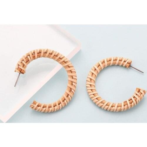 Free Shipping HER056 100Pairs/lot Woven Earrings Fashion Women Wearing Jewelry Wholesales High Quality Natural Material