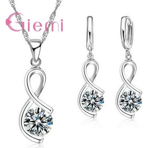 925 Sterling Silver Elegant Geometric Pattern Line Shape Crystal Necklace Ceremony Party Jewelry CZ Bijoux Femme