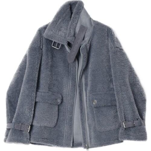 Winter Women Chic Lambs Wool Coat Female Faux Fur Plush Locomotive Loose Jacket Ladies Casual Plus Size Warm Korean Style Tops