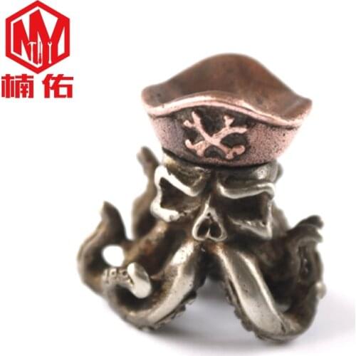 1PC EDC Paracord Beads Octopus Retro Brass Copper Lanyard Pendants Knife Beads Umbrella Rope Cord Beads Pendants
