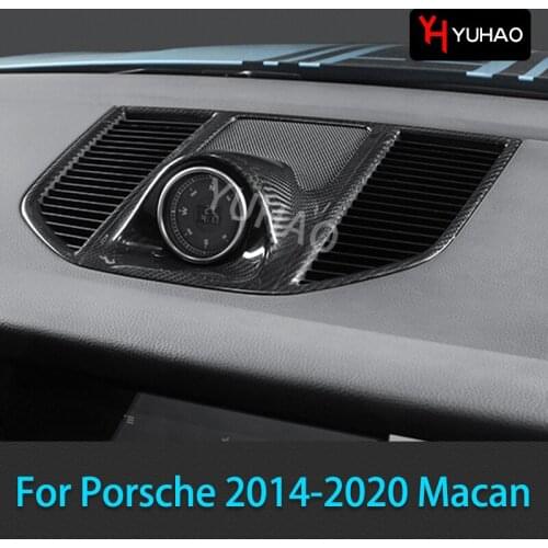 1 Pcs Car Dashboard Air Outlet Carbon Fiber Decorative Sticker For Porsche 2014-2020 Macan Car Interior Modification Accessories