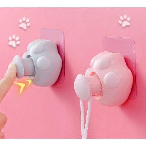 1 Pcs Cute Paw Print Self-Adhesive Hooks Heavy Duty Reusable Wall Hook Hanger For Kitchen Bathroom Kid Bedroom Home Holder DIY