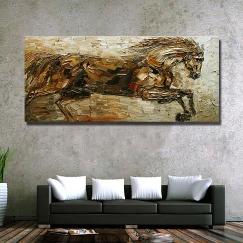 100% Hand Painted Modern Oil Painting Vertical Canvas Horse Paintings On The Wall Home Decor Canvas Pictures Art no frame