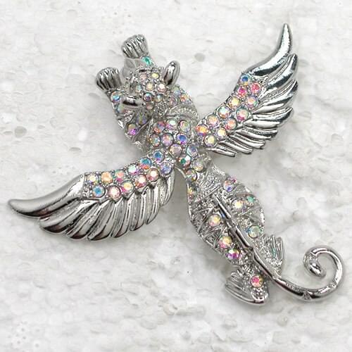 12pcs/lot Wholesale Fashion Brooch Rhinestone Winged Leopard Pin brooches Jewelry Gift C101782