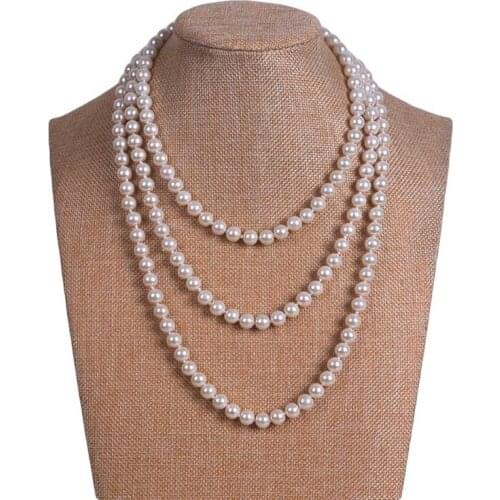 150cm Long Imitation Pearl Necklace White Pearl Necklace Wholesale Lady Pearl Necklace Jewely