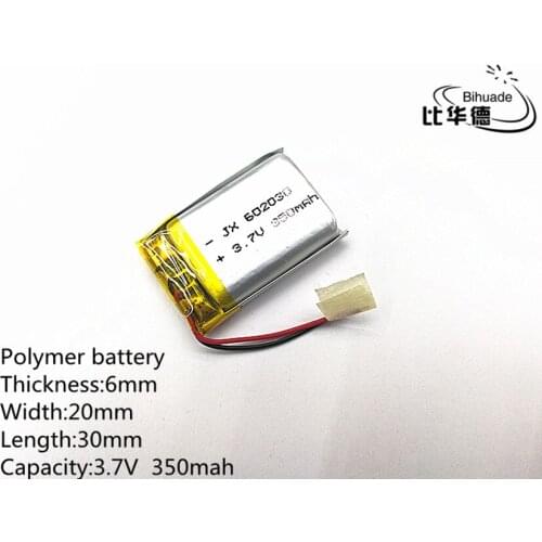 3.7V 350mAh 602030 Lithium Polymer Li-Po li ion Rechargeable Battery cells For Mp3 MP4 MP5 GPS PSP mobile bluetooth