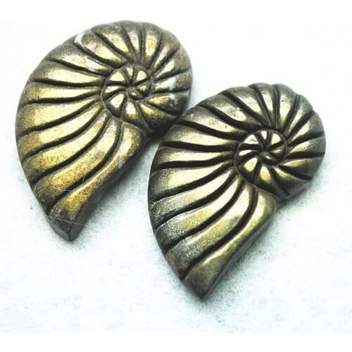 2PCS Nature Pyrite Minels Shell Shapes 35x20MM NO HOLE Beads Collections Hot Carving Items Fancy Craft Findings Goods Arrivals