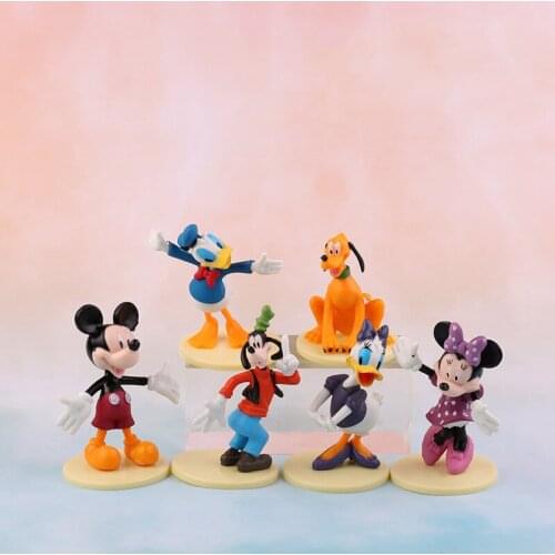 6pcs/lot Anime Mickey Mouse Minnie Mouse Clubhouse Birthday Party Cake Decoration PVC Action Figure Toys for Children