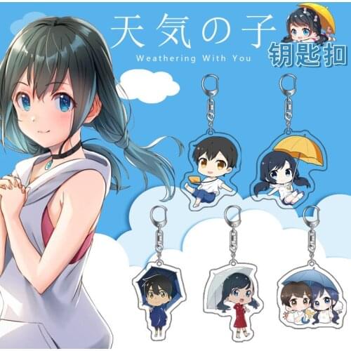 Acrylic Amano Hina Keychain Morishima Hodaka Pendant Keyring Comic Weathering With You Cosplay Jewelry Gift For Cartoon Fans New