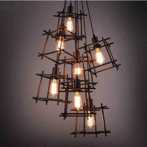 American Loft Vintage pendant light Personality Wrought Iron lights Edison nordic lamp industrial cage lamp lighting fixtures