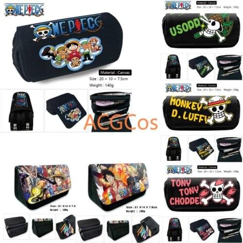 Anime One Piece Luffy Law Cosplay Student School Stationery Box Canvas Pen Pencil Case Cosmetic Makeup Bag Gift