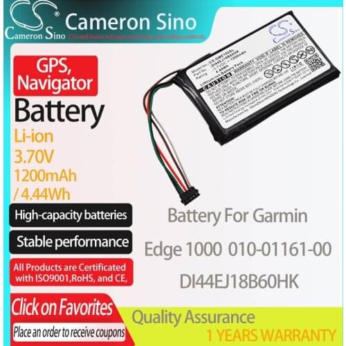 CameronSino Battery for Garmin Edge 1000 010-01161-00 fits Garmin DI44EJ18B60HK GPS, Navigator battery 1200mAh 3.70V Li-ion