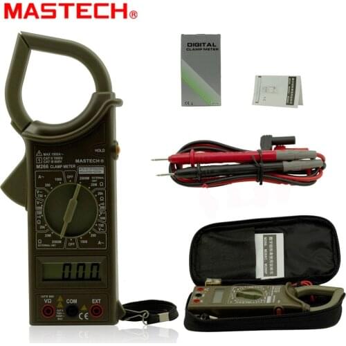 MASTECH M266 Digital AC Clamp Meter AC/DC Voltage AC1000A Current Resistance Frequency Tester with temperature measurement