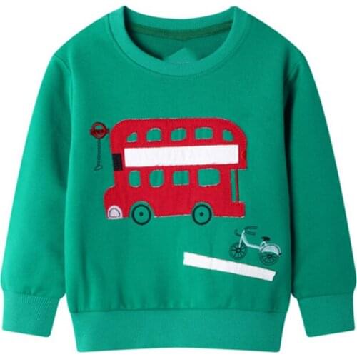 Jumping Meters Bus Pattern kids T-shirt For Autumn Sweatershirt Blouse Tops Childrens Sweater Spring Cotton Clothing 2-7Years