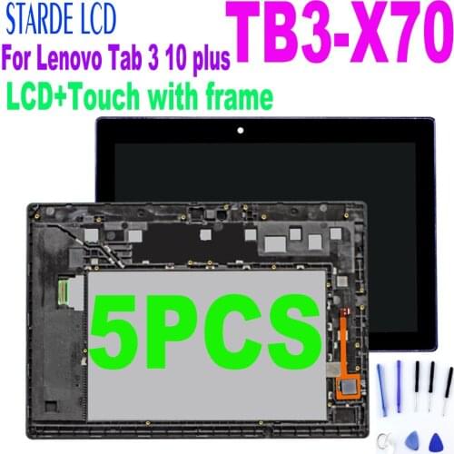 5 PCS For Lenovo Tab 3 10 plus Business TB3-X70L ZA0Y TB3-X70F TB3-X70N ZA0X TB3-X70 LCD Display Touch Screen Assembly + Frame