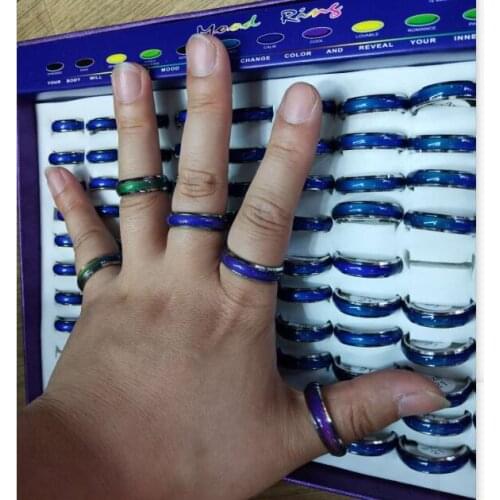 Europe fahsion 6mm stainless steel thicken mood ring changing color ring EU size 19 to 22 mix size