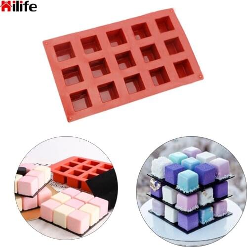 Making Chocolate Cake Mold Handmade Soap For DIY Soap 15 Grids Square Silicone Soap Molds Kitchen dining and bar supplies