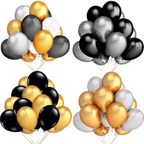 20pcs/lot 12inch Glossy Pearl Latex Balloons Gold Silver Black White Helium Balloon Birthday Wedding Party Globos Decor Supplies