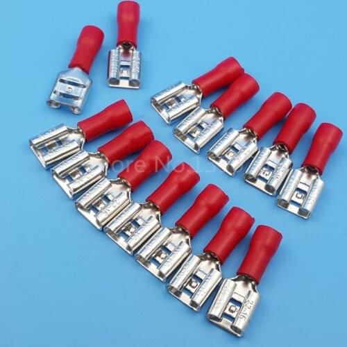 1000Pcs RED 6.3mm FDD1.25-250 Female Spade Insulated Quick Disconnects 16-22 AWG Wire Crimp Terminals Connector
