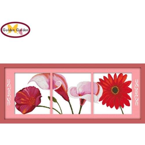 GG Calla Lily Painting Joy Sunday 11CT 14CT Needlework Set Embroider Counted Print on Canvas Cross Stitch Kits for Flower Decor