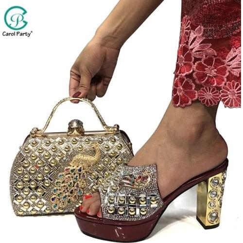 Concise Style New Design Italian Women Shoes and Bag in Wine Color High Quality New Arrivals Summer Shoes Matching Bag for Party