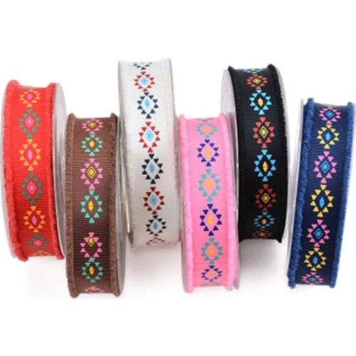 Ethnic style fringe trim grosgrain ribbon 25mm DIY handmade materials Garment Accessories wedding decor band