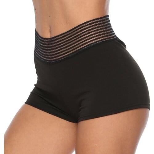 Summer Sexy Womens High Waist Ruched Stitching Yoga Shorts 2021 Female Sport Gym Leggings Fitness Black Mesh Skinny Short Pants