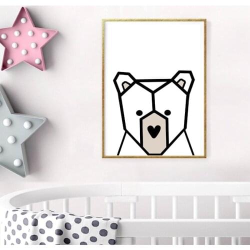 Cute Animal Brown Bear Poster Print Canvas Painting Picture Childrens Room Home Wall Art Painting Decoration Can Be Customized