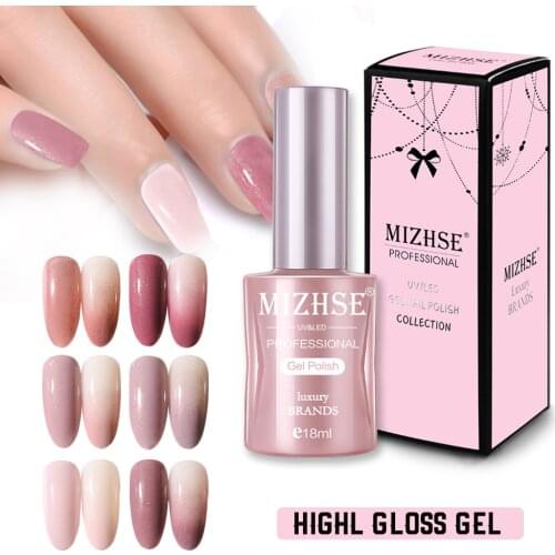 MIZHSE 18ml UV Gel Nail Polish Rose Gold Glitter Sequins Soak Off UV Gel Varnish Color Nail Gel Polish DIY Nail Art Laquer Gift