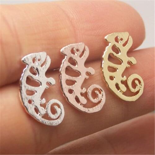 Fashion Personality is Hollow-Out the Chameleon Ear Studs stud Animal drawing surface stud earrings
