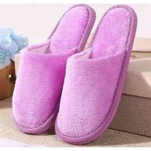 Fashion Women And Men Indoor Shoes Large Size Solid Color Flat Shoes EVA Plush Autumn And Winter Couple Slippers