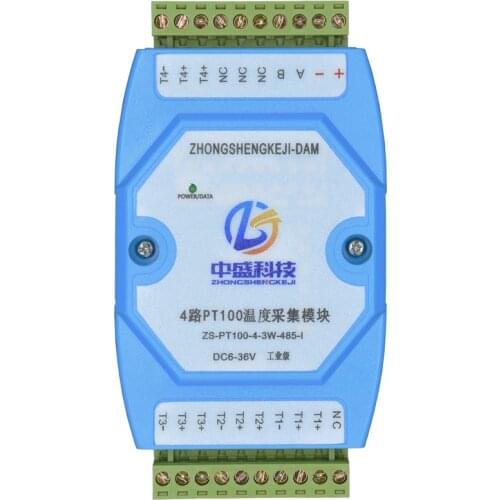 PT100 temperature acquisition module transmitter touch 4-way RS485 sensor platinum thermistor Modbus Protocol