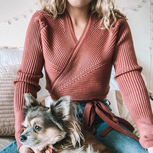 Женские пуловеры с V-образным вырезом MOXFCIZO China At AliExpress