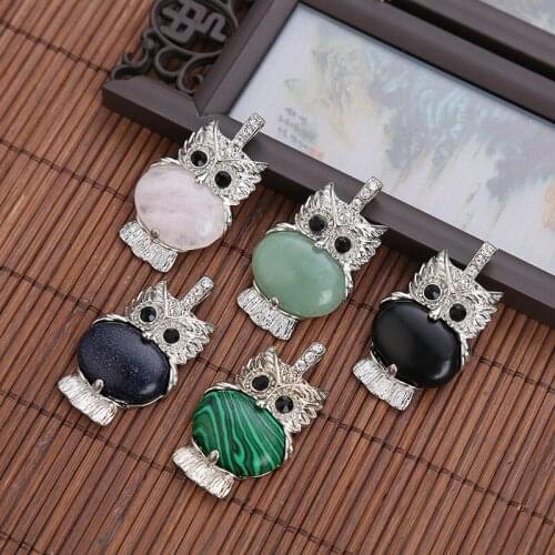 Natural Crystal Stone Exquisite Fashion Owl Pendant Jewelry DIY Necklace Bracelet Earrings Sweater Chain Jewelry Accessories