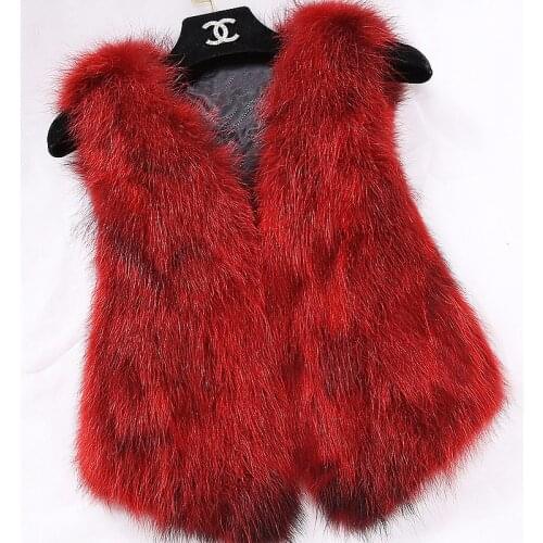 Ladies fashion fur coat vest fur coat 2019 raccoon vest short leather coat V-neck