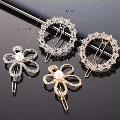 Korea Style New Items Luxury Woman Hair Jewelry Elegance Flower Hair Clips Ladies Hair Accessories Girl Metal Rhinestone Hairpin