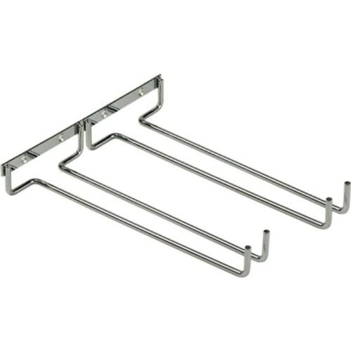 Unilateral Side 2 Row Hanging Wine Glass Holder Inverted Shelf Under Mounted