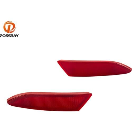 POSSBAY 1Pc Car Rear Bumper Reflective Strip Red Lens Reflector Car Side decoration for Ford Fiesta Sedan/Saloon MK6 2009-2012