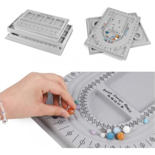 Gray Flocked Bead Board For DIY Bracelet Necklace Beading Jewelry Making Organizer Tray Design Craft Measuring Tool Accessories