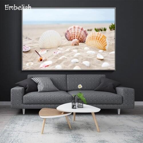 Embelish 1 Pieces Modern Wall Pictures For Living Room Shells On Beach Landscape HD Print On Canvas Paintings Home Decor Posters